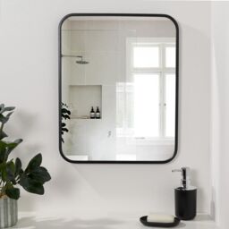 OHS Bathroom Mirror Metal Framed Vanity Wall Mounted Home Décor in Black - thumbnail 1