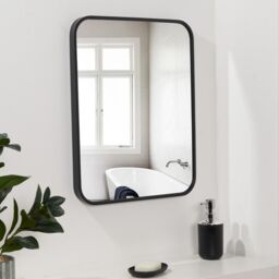OHS Bathroom Mirror Metal Framed Vanity Wall Mounted Home Décor in Black - thumbnail 2