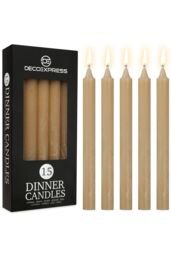 Deco Express Set Of 15 Taper Rustic Taper Candles in Brown