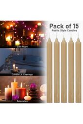 Deco Express Set Of 15 Taper Rustic Taper Candles in Brown - thumbnail 6