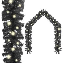 Berkfield Home Christmas Garland with LED Lights 20 m Black - thumbnail 2