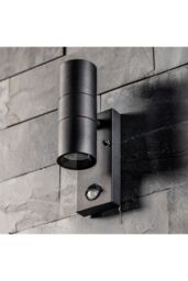 CGC Lighting 'Leon' Black Stainless Steel GU10 Up & Down Outdoor Wall Light IP44 with PIR Motion Sensor - thumbnail 2
