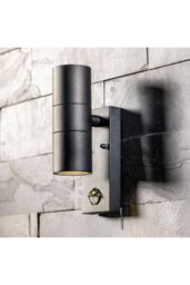 CGC Lighting 'Leon' Black Stainless Steel GU10 Up & Down Outdoor Wall Light IP44 with PIR Motion Sensor - thumbnail 3
