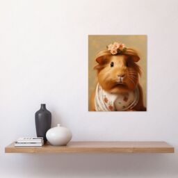 "Artery8 Wall Art Print Cute Dressed Up Guinea Pig Girls Bedroom Artwork Poster in Brown - Size: W18"" x H24""" - thumbnail 2