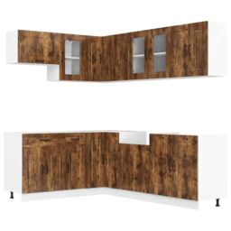 Berkfield Home 11 Piece Kitchen Cabinet Set Kalmar Smoked Oak Engineered Wood in Brown - thumbnail 2