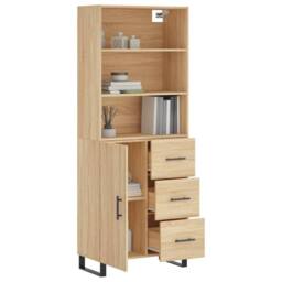 Berkfield Home Highboard Sonoma Oak 69.5x34x180 cm Engineered Wood in Light Brown - thumbnail 3