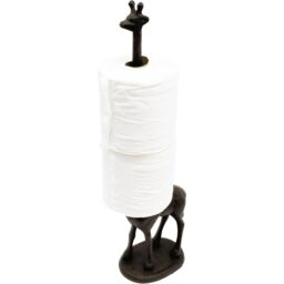 mysmartbuy Giraffe Design Toilet Paper Holder - Freestanding Cast Iron Novelty Loo Roll Bathroom Stand - Holds 2 Rolls, H48cm in Black - thumbnail 6