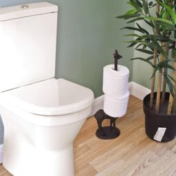 mysmartbuy Giraffe Design Toilet Paper Holder - Freestanding Cast Iron Novelty Loo Roll Bathroom Stand - Holds 2 Rolls, H48cm in Black - thumbnail 2
