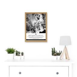 Artery8 HRH Queen Elizabeth II Coronation Portrait Commemorative Artwork Framed Wall Art Print A4 in Light Oak - thumbnail 2
