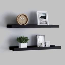 Berkfield Home Picture Frame Ledge Shelves 2 pcs Black 60x9x3 cm MDF - Size: 60 x 9 x 3 cm - thumbnail 2