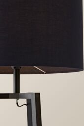 ValueLights Hiru Black 3 Tier Wooden Shelf Floor Lamp with Large Drum Shade in Navy - thumbnail 4