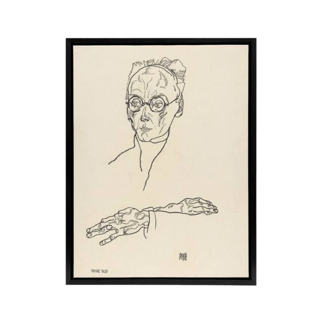 "Artery8 Franz Blei Line Art Portrait Framed Canvas Wall Art Print Egon Schiele in Beige - Size: W18"" x H24""" - image 1