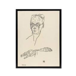 "Artery8 Franz Blei Line Art Portrait Framed Canvas Wall Art Print Egon Schiele in Beige - Size: W18"" x H24""" - thumbnail 1