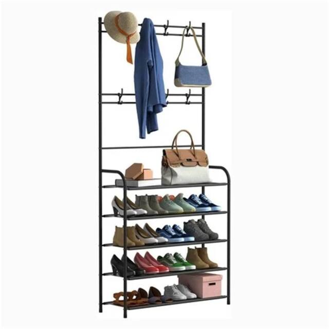 EONLION 5 Tier Shoes Rack Shelf Hat Bag Light Cloth Stand Hanger Organiser in Black - image 1