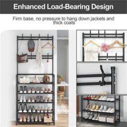 EONLION 5 Tier Shoes Rack Shelf Hat Bag Light Cloth Stand Hanger Organiser in Black - thumbnail 3