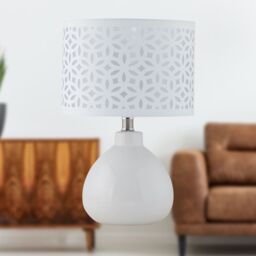 First Choice Lighting Set of 2 Tuscan - White Ceramic Lamps with White Cut Out Shade - thumbnail 6