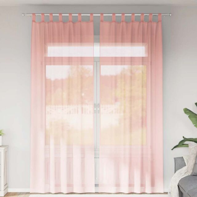 Berkfield Home Voile Curtains with Rod Pockets 2 pcs Pink - image 1
