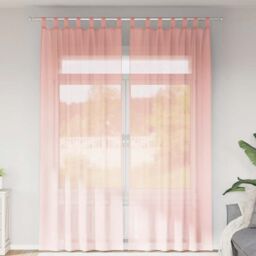 Berkfield Home Voile Curtains with Rod Pockets 2 pcs Pink - thumbnail 1