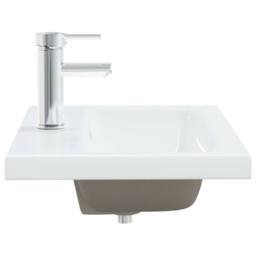 Berkfield Home Elegant Built-in Basin with Faucet 61x39x18 cm Ceramic White - Size: 61 x 39 x 18 cm - thumbnail 4