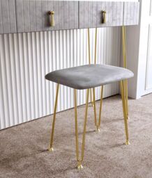 CARME HOME Tokyo Glow Dove Grey Velvet Dressing Table with Velvet Stool - thumbnail 3