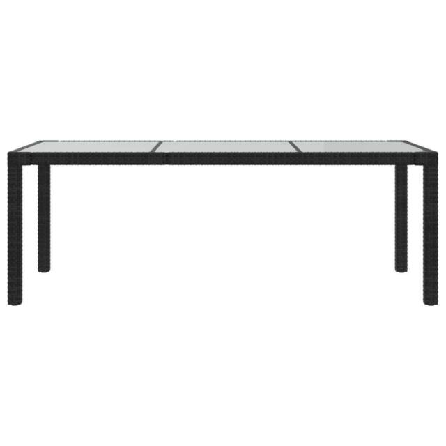 Berkfield Home Garden Table Black 190x90x75 cm Tempered Glass & Poly Rattan - Size: 190 x 90 x 75 cm - image 1