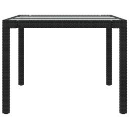 Berkfield Home Garden Table Black 190x90x75 cm Tempered Glass & Poly Rattan - Size: 190 x 90 x 75 cm - thumbnail 4