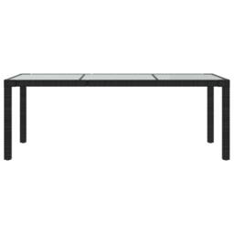 Berkfield Home Garden Table Black 190x90x75 cm Tempered Glass & Poly Rattan - Size: 190 x 90 x 75 cm - thumbnail 1