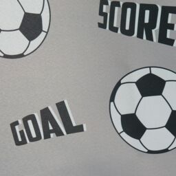OHS Football Eyelet Curtain Panels Pair of Kids Ring Top Thermal Ready Made in Grey - Size: 117 cm width x 137 cm drop - thumbnail 4