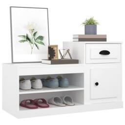Berkfield Home Shoe Cabinet White 100x42x60 cm Engineered Wood - Size: 100 x 42 x 60 cm - thumbnail 4