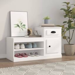 Berkfield Home Shoe Cabinet White 100x42x60 cm Engineered Wood - Size: 100 x 42 x 60 cm - thumbnail 2