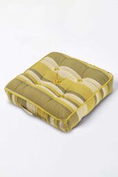 Homescapes Morocco Striped Cotton Floor Cushion in Yellow - Size: 40 cm x 40 cm - thumbnail 1