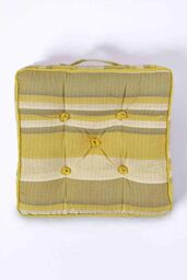 Homescapes Morocco Striped Cotton Floor Cushion in Yellow - Size: 40 cm x 40 cm - thumbnail 3