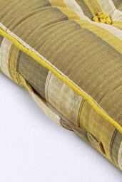 Homescapes Morocco Striped Cotton Floor Cushion in Yellow - Size: 40 cm x 40 cm - thumbnail 4