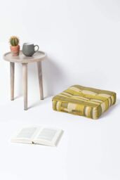 Homescapes Morocco Striped Cotton Floor Cushion in Yellow - Size: 40 cm x 40 cm - thumbnail 2