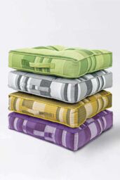 Homescapes Morocco Striped Cotton Floor Cushion in Yellow - Size: 40 cm x 40 cm - thumbnail 6