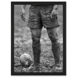 Artery8 Ball Rugby Mud Bowl Sport Scrum A4 Artwork Framed Wall Art Print in Black - thumbnail 1