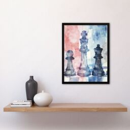 "Artery8 Chess Piece Chessboard Abstract Light Watercolour Framed Art Print - Size: W12"" x H16""" - thumbnail 4