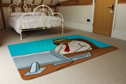 Benjamin Tate Design Sloth Animal Office Worker Pop Art Retro Designer Rug in Natural - Size: Large - thumbnail 3