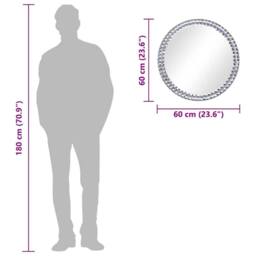 Berkfield Home Wall Mirror 60 cm Tempered Glass in Silver - thumbnail 6