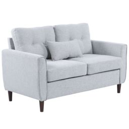 HOMCOM Modern Chic Loveseat with Armrest Spring Padding for Home Office in Grey - thumbnail 2