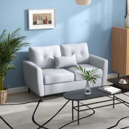 HOMCOM Modern Chic Loveseat with Armrest Spring Padding for Home Office in Grey