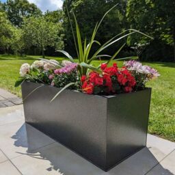 Woven Wood 100cm Zinc Silver & Black Textured Trough Planter - thumbnail 3