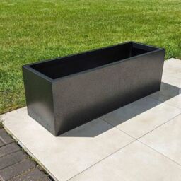 Woven Wood 100cm Zinc Silver & Black Textured Trough Planter - thumbnail 6