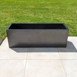 Woven Wood 100cm Zinc Silver & Black Textured Trough Planter - thumbnail 5