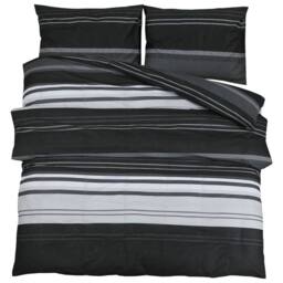 Berkfield Home Elegant Duvet Cover Set Black & White 200x200 cm Cotton - thumbnail 3