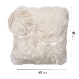 Infinity Leather Natural Sheepskin Real Wool Cushion in Beige - Size: 40 cm x 40 cm - thumbnail 3