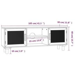 Berkfield Home TV Cabinet Brown 105x30x40 cm Solid Wood Pine&Natural Rattan in Light Tan - Size: 105 x 30 x 40 cm - thumbnail 8
