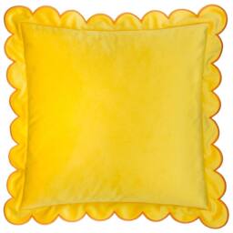 Furn Lil Scallop Velvet Cushion in Yellow - Size: 45 cm x 45 cm - thumbnail 2