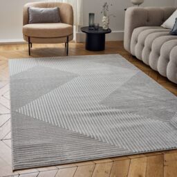 THE RUGS Carmel Modern Area Rug & Runner Geometric Design Stain Resistant in Grey - Size: 120 cm x 170 cm - thumbnail 1