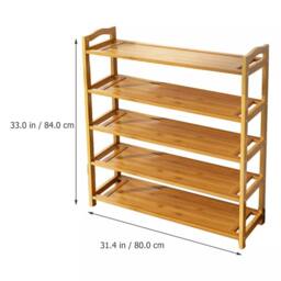 VOGREX 5 TIERS BAMBOO SHOE RACK FOOTWEAR ORGANISER WOODEN STORAGE SHELVES in Brown - thumbnail 2